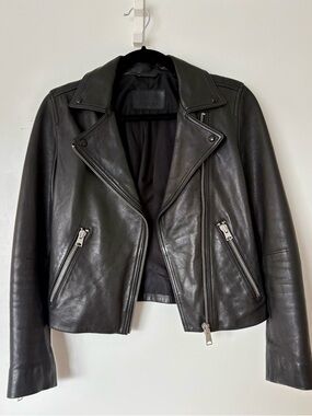 All Saints Black Dalby Biker Leather Jacket